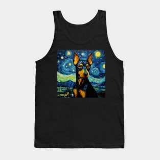 German Pinscher portrait in Van Gogh Starry Night style Tank Top